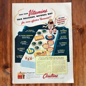Vintage 1944 Ovaltine Advertisement Poster